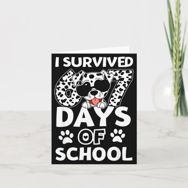 I Survived 67 Days Of School Dabbing Dalmatian Dog Kort (Framsida)