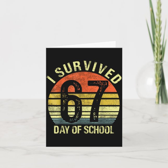 I Survived 67 Days Of School Dabbing Six Seven Mem Kort (Framsida)