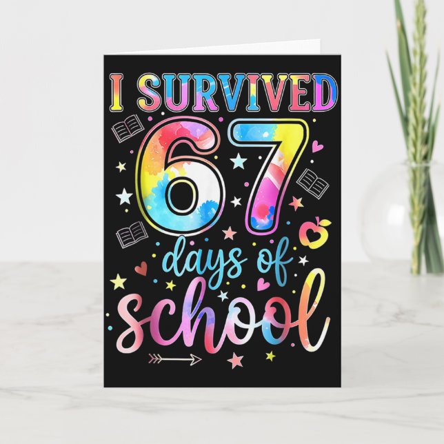 I Survived 67 Days Of School Funny 67 Meme Teacher Kort (Framsida)