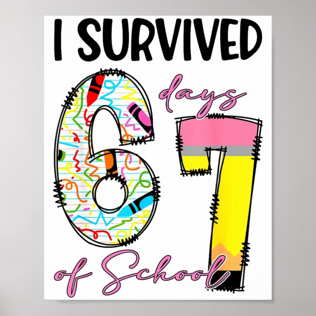 I Survived 67 Days Of School Funny 67 Meme Teacher Poster (Framsidan)