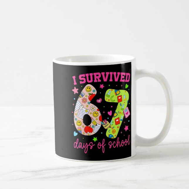 I Survived 67 Days Of School Funny Camouflage Boy  Kaffemugg (Höger)