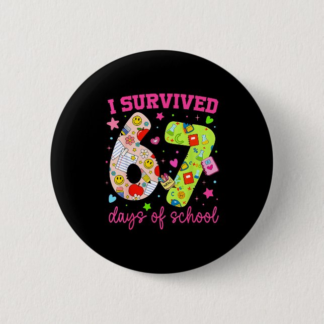 I Survived 67 Days Of School Funny Camouflage Boy  Knapp (Framsida)