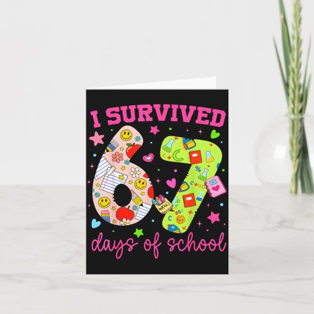 I Survived 67 Days Of School Funny Camouflage Boy  Kort (Framsida)