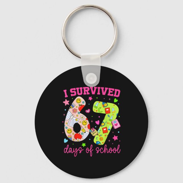 I Survived 67 Days Of School Funny Camouflage Boy  Nyckelring (Framsida)