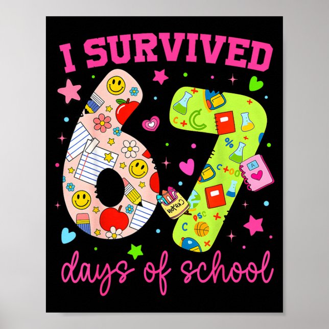 I Survived 67 Days Of School Funny Camouflage Boy  Poster (Framsidan)