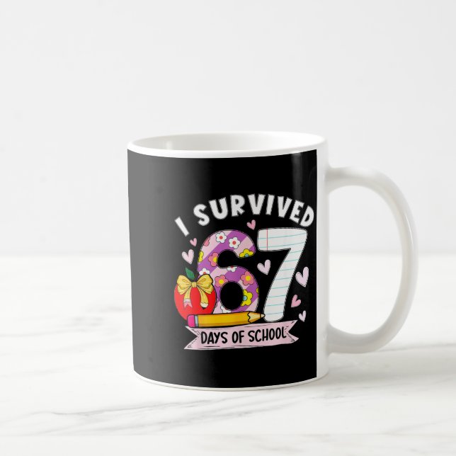 I Survived 67 Days Of School Funny Leopard Student Kaffemugg (Höger)