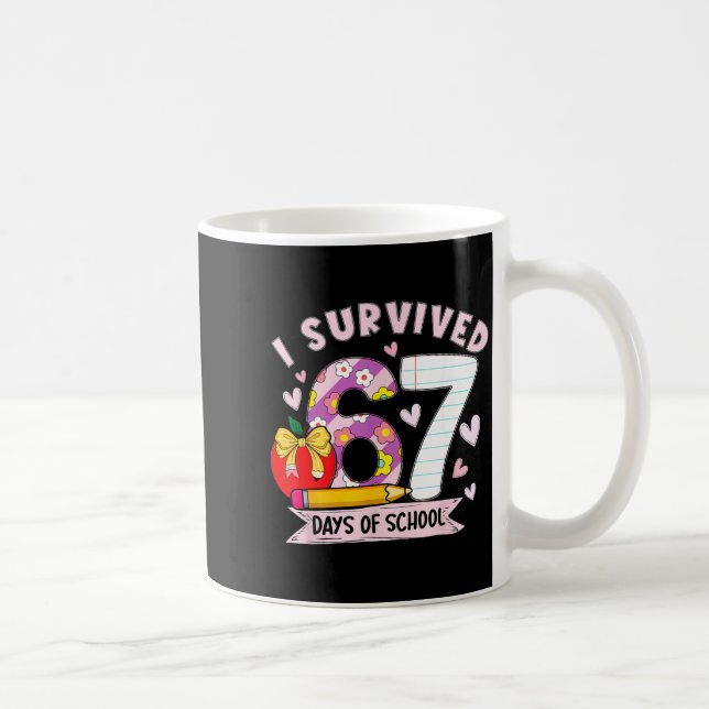 I Survived 67 Days Of School Funny Leopard Student Kaffemugg (Höger)
