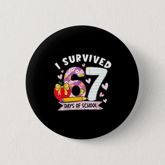 I Survived 67 Days Of School Funny Leopard Student Knapp (Framsida)