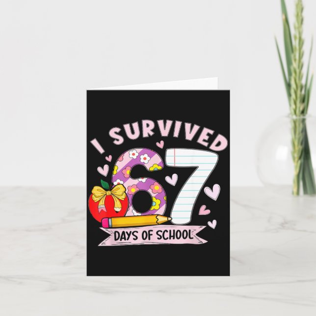 I Survived 67 Days Of School Funny Leopard Student Kort (Framsida)