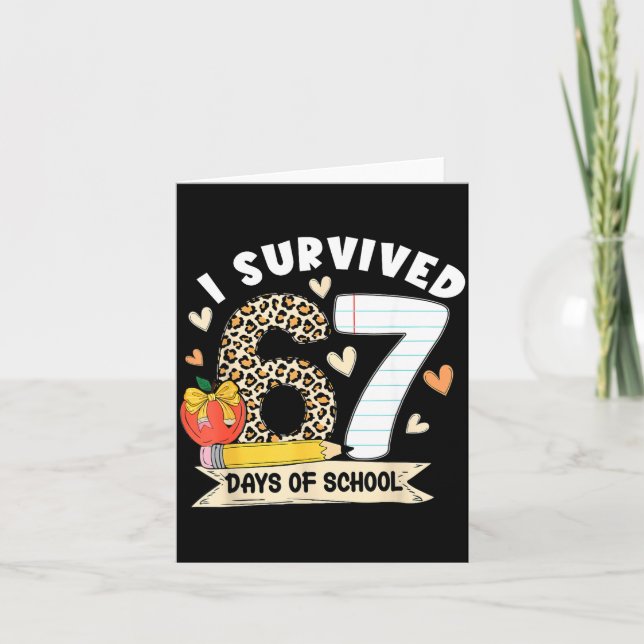 I Survived 67 Days Of School Funny Leopard Student Kort (Framsida)