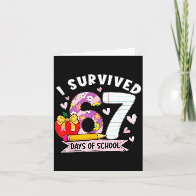 I Survived 67 Days Of School Funny Leopard Student Kort (Framsida)