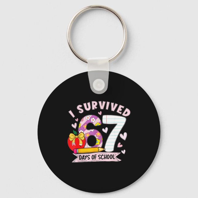 I Survived 67 Days Of School Funny Leopard Student Nyckelring (Framsida)