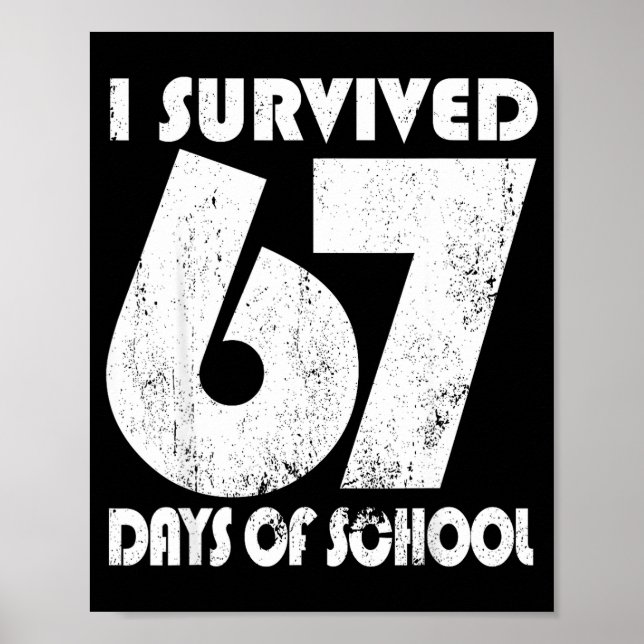 I Survived 67 Days Of School Funny Meme 67 Teacher Poster (Framsidan)