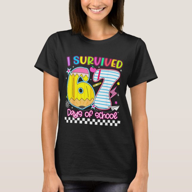 I Survived 67 Days Of School Funny Meme Boy Girl T T Shirt (Framsida)