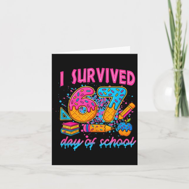 I Survived 67 Days Of School Funny Meme Ice Cream  Kort (Framsida)