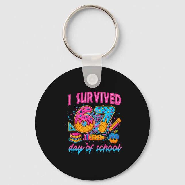 I Survived 67 Days Of School Funny Meme Ice Cream  Nyckelring (Framsida)