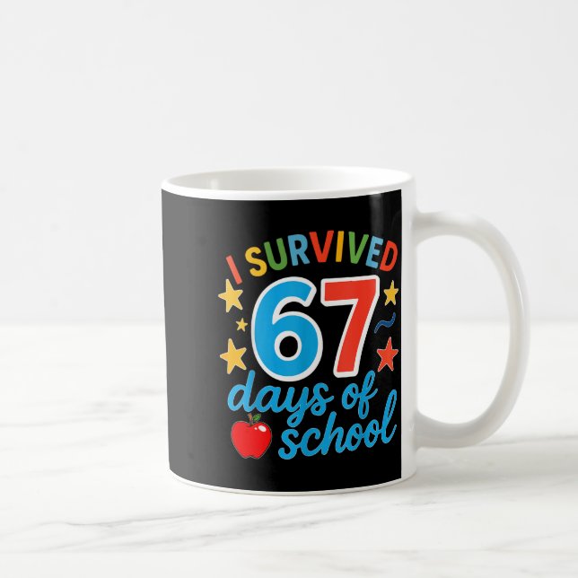 I Survived 67 Days Of School Funny Meme Teacher St Kaffemugg (Höger)