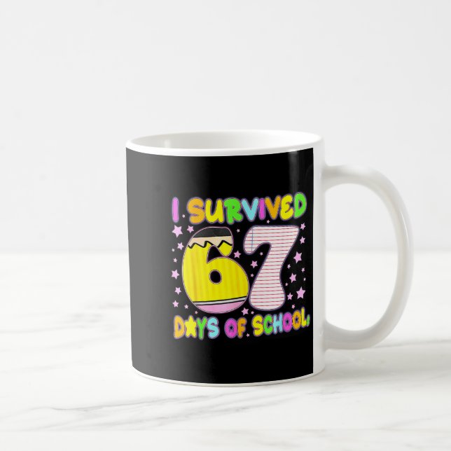 I Survived 67 Days Of School Funny Meme Teacher St Kaffemugg (Höger)