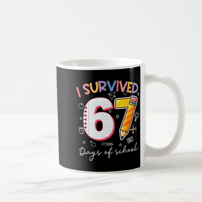 I Survived 67 Days Of School Funny Meme Teacher St Kaffemugg (Höger)