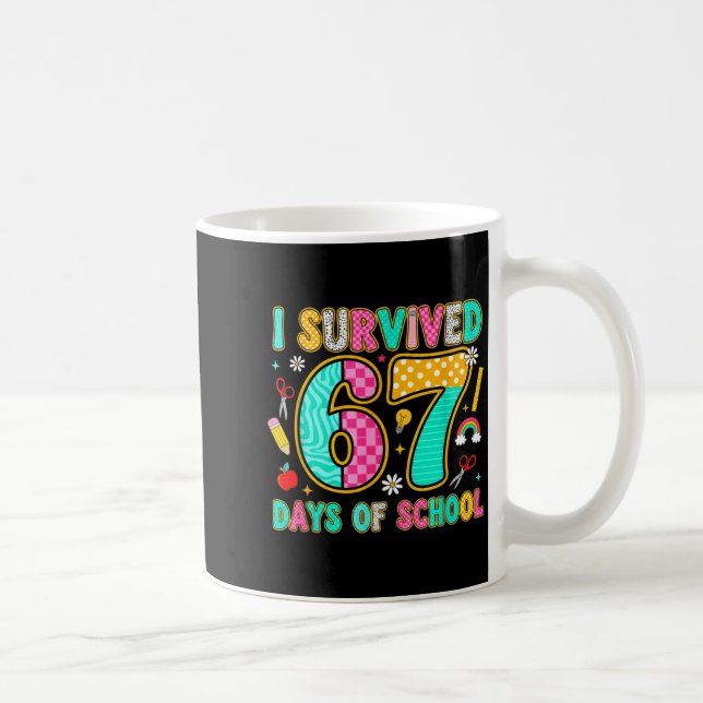 I Survived 67 Days Of School Funny Meme Teacher St Kaffemugg (Höger)