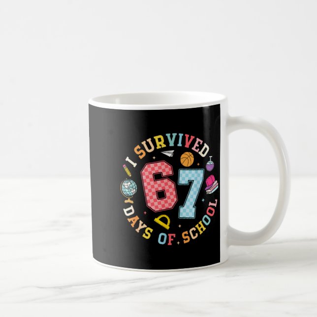I Survived 67 Days Of School Funny Meme Teacher St Kaffemugg (Höger)