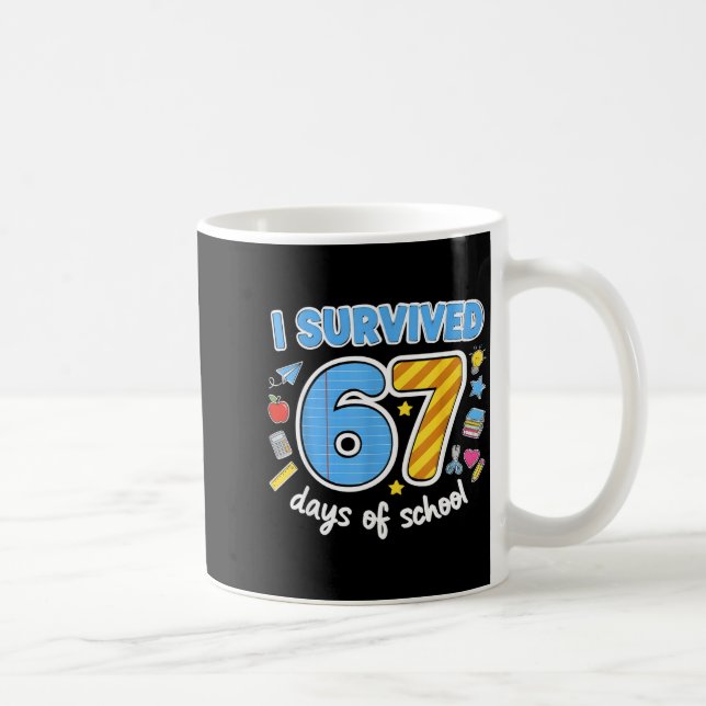 I Survived 67 Days Of School Funny Meme Teacher St Kaffemugg (Höger)