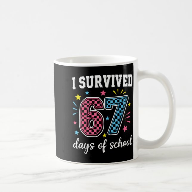 I Survived 67 Days Of School Funny Meme Teacher St Kaffemugg (Höger)
