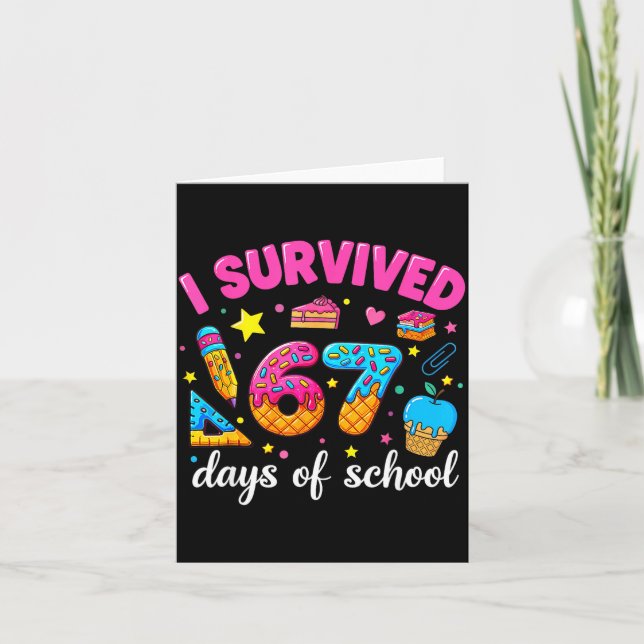 I Survived 67 Days Of School Funny Meme Teacher St Kort (Framsida)