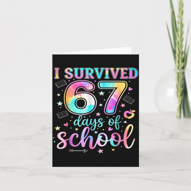I Survived 67 Days Of School Funny Meme Teacher St Kort (Framsida)