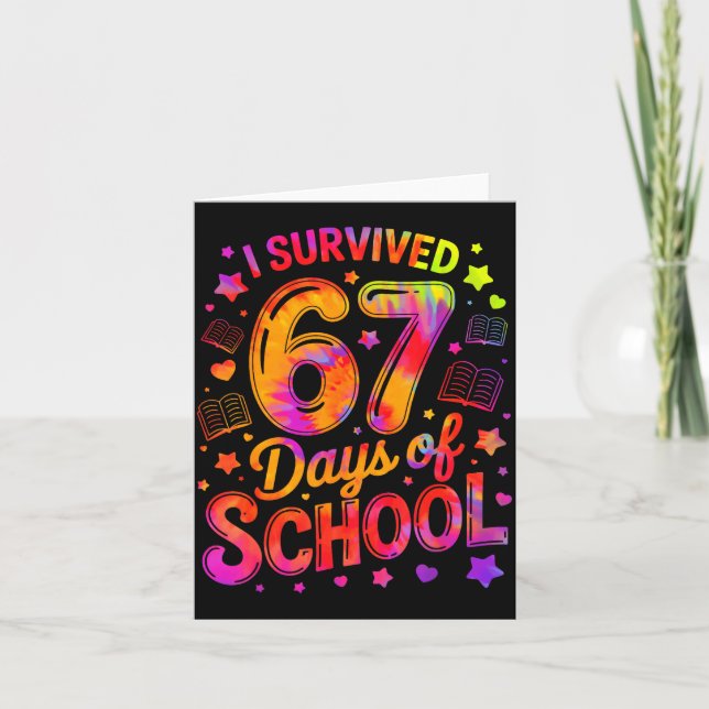 I Survived 67 Days Of School Funny Meme Teacher St Kort (Framsida)