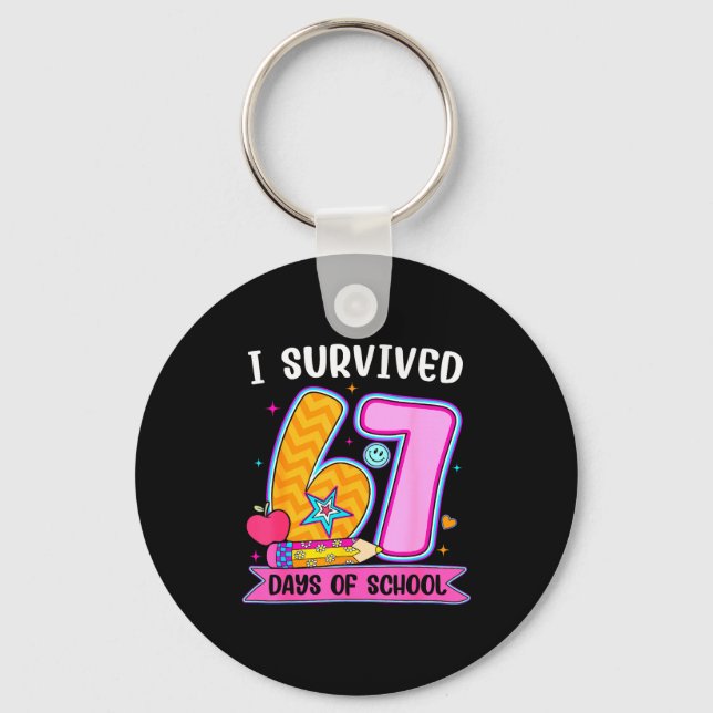 I Survived 67 Days Of School Funny Meme Teacher St Nyckelring (Framsida)