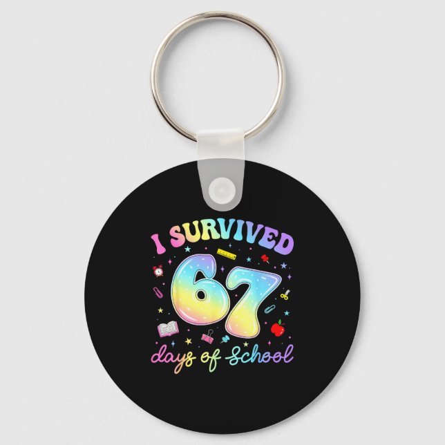 I Survived 67 Days Of School Funny Meme Teacher St Nyckelring (Framsida)