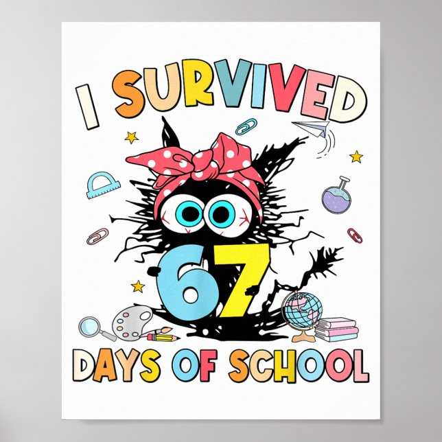 I Survived 67 Days Of School Funny Meme Teacher St Poster (Framsidan)
