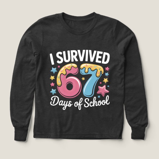 I Survived 67 Days of School Funny Meme Teacher  T Shirt (Design framsida)