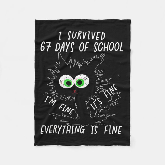 I Survived 67 Days Of School Funny Six Seven  Fleecefilt (Framsidan)