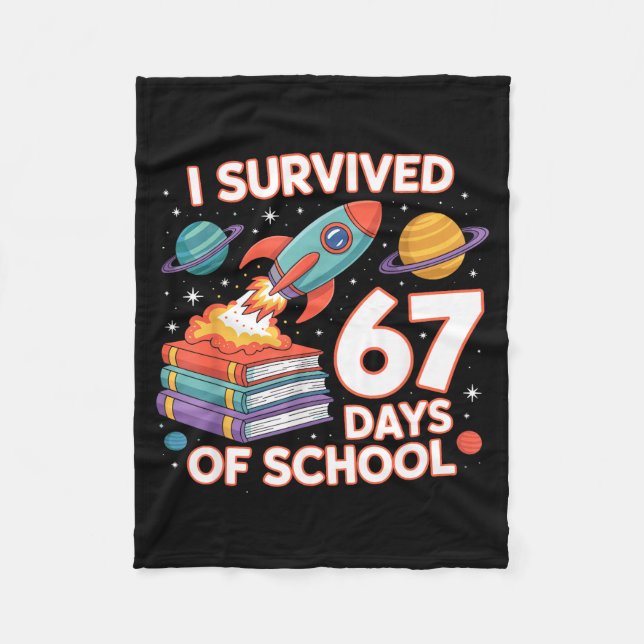 I Survived 67 Days Of School Funny Six Seven Space Fleecefilt (Framsidan)