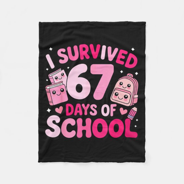 I Survived 67 Days Of School Funny Student Style  Fleecefilt (Framsidan)