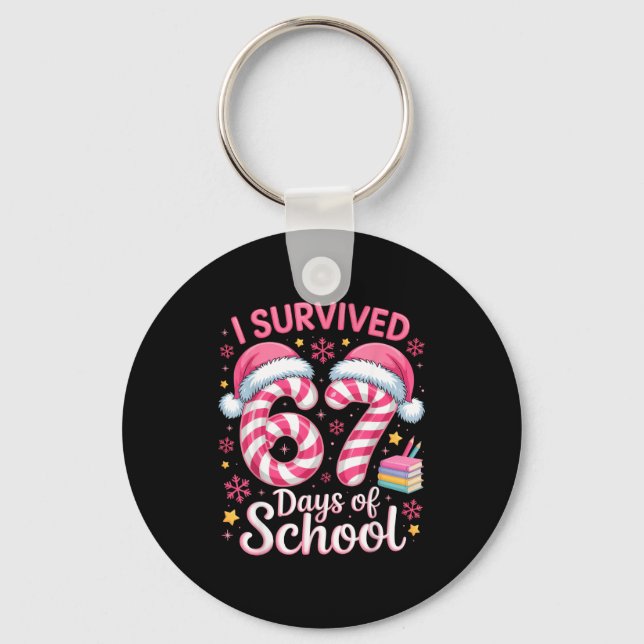 I Survived 67 Days Of School Funny Student Winter  Nyckelring (Framsida)