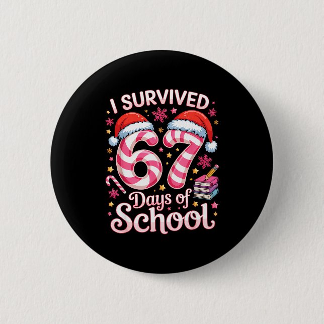 I Survived 67 Days Of School - Funny Teachers Stud Knapp (Framsida)