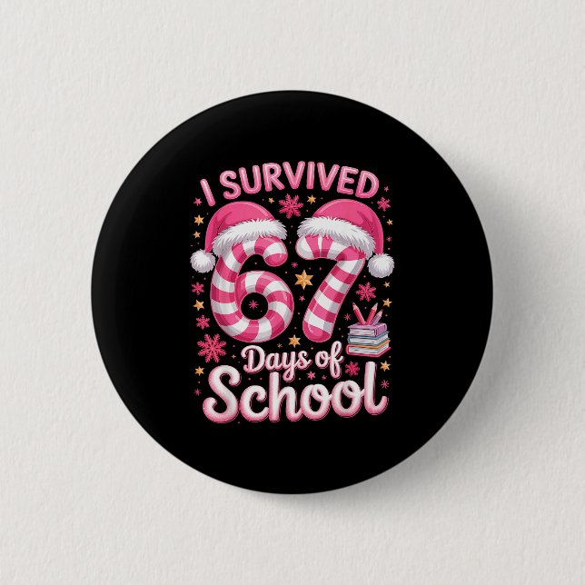 I Survived 67 Days Of School - Funny Teachers Stud Knapp (Framsida)