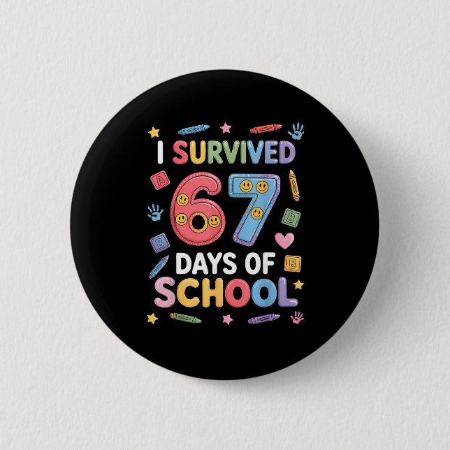 I Survived 67 Days Of School - Funny Teachers Stud Knapp (Framsida)