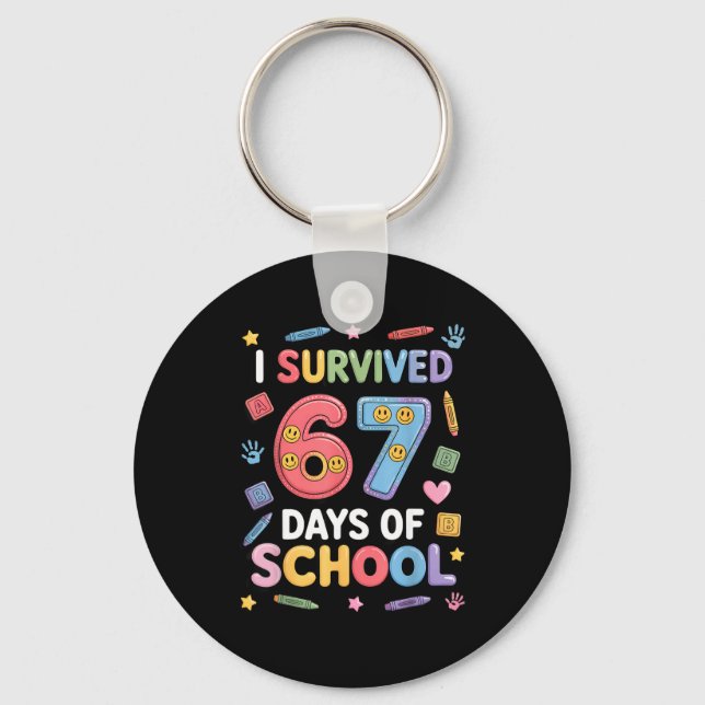I Survived 67 Days Of School - Funny Teachers Stud Nyckelring (Framsida)