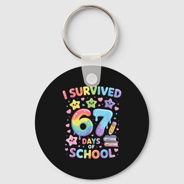 I Survived 67 Days Of School - Funny Teachers Stud Nyckelring (Framsida)