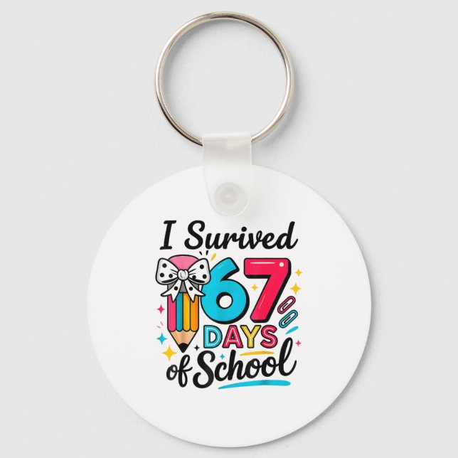I Survived 67 Days Of School - Funny Teachers Stud Nyckelring (Framsida)