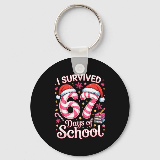 I Survived 67 Days Of School - Funny Teachers Stud Nyckelring (Framsida)