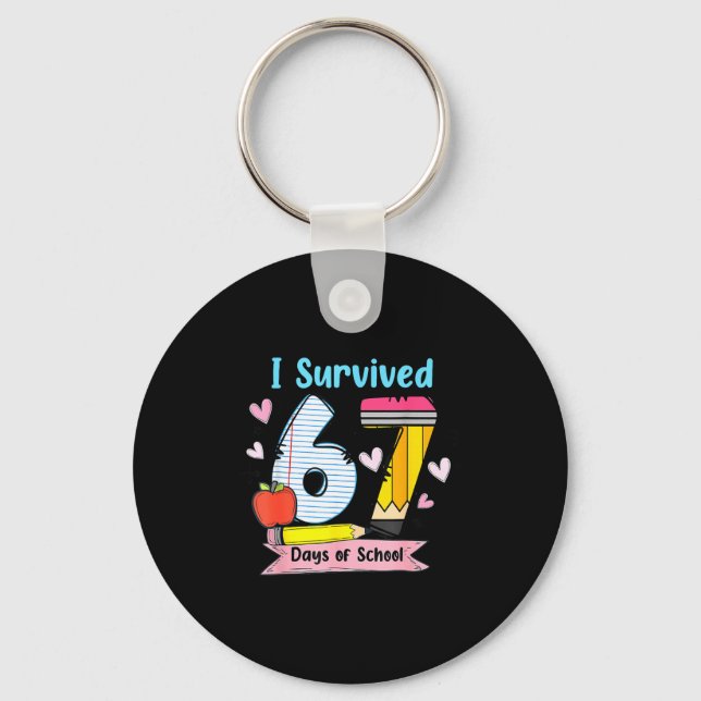 I Survived 67 Days Of School, Funny Teachers Stude Nyckelring (Framsida)