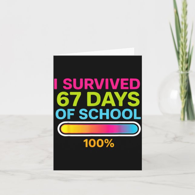 I Survived 67 Days Of School Gamer School Meme Boy Kort (Framsida)