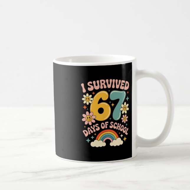I Survived 67 Days Of School Gen Alpha Slang Retro Kaffemugg (Höger)