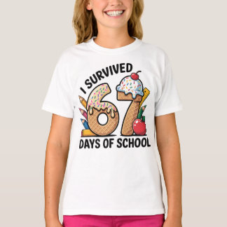 I Survived 67 Days of School Ice Cream Waffl T Shirt