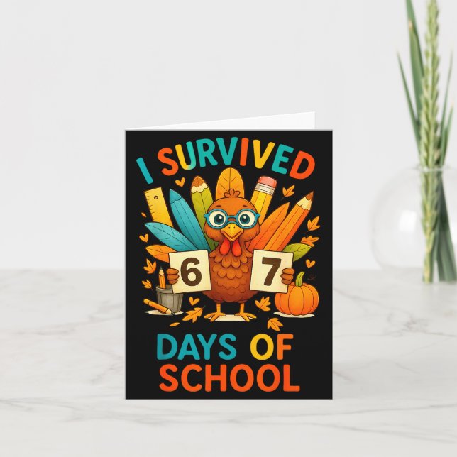 I Survived 67 Days Of School Meme Teacher Student  Kort (Framsida)